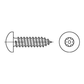 DIN 7981-F/ISO 14585 Diebstahlhemmende Linsenkopfschraube mit Zapfen Innensechsrund (TX), Edelstahl A2-70, blank