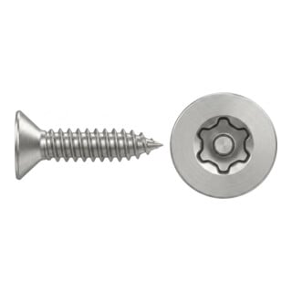 DIN 7982-F/ISO 14586 Diebstahlhemmende Senkkopfschraube mit Zapfen Innensechsrund (TX), Edelstahl A2-70, blank