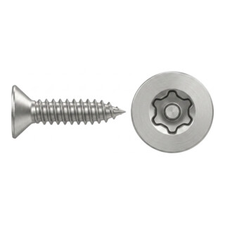 DIN 7982-F/ISO 14586 Diebstahlhemmende Senkkopfschraube mit Zapfen Innensechsrund (TX), Edelstahl A2-70, blank