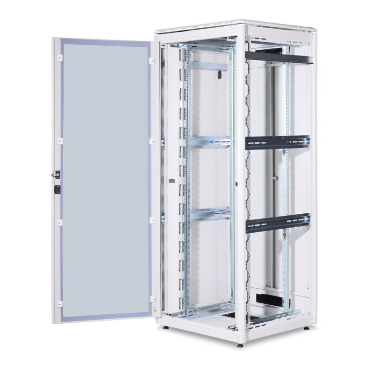 DIGITUS Armoire 42U 205, 3x80x80cm RAL 7035 porte vitrée DN-19 42U-8/8-1