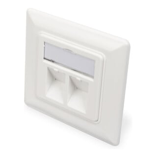 DIGITUS Plaque centrale double 80×80 RAL9010 RJ45 DN-93801-1