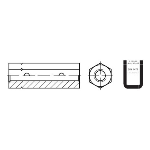 DIN 1479 Écrou à levier hexagonal, sans accessoires, ST galZn ÜZ M24 HP