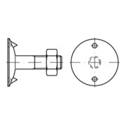 DIN 15237 Tellerschraube mit Mutter, Stahl 3.6, blank