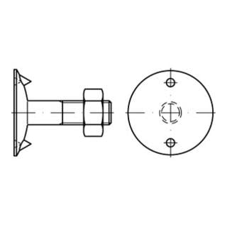 DIN 15237 Tellerschraube mit Mutter, Stahl 3.6, blank