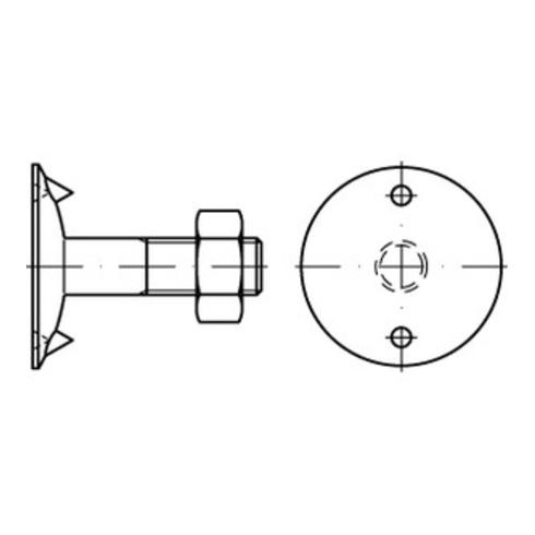 DIN 15237 Tellerschraube mit Mutter, Stahl 3.6, blank