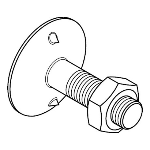 DIN 15237 Tellerschraube mit Tellerscheibe, mit Mutter, Mu 3.6 M12x50 HP