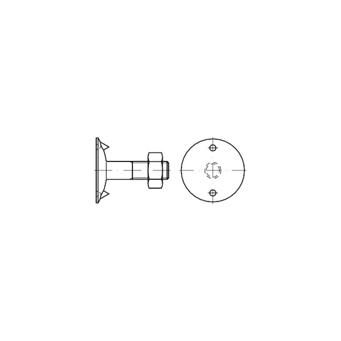 DIN 15237 Tellerschraube mit Tellerscheibe, mit Mutter, Mu 3.6 M12x60 HP