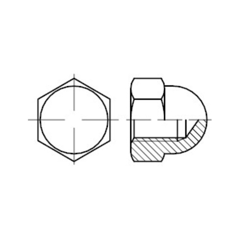 DIN 1587 Sechskant-Hutmutter, hohe Form, Edelstahl A4 M6 KP