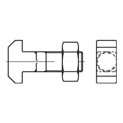 DIN 186 Form B Hammerkopfschraube M20x200 Stahl 4.6 blank m. Vierkant u. Mutter