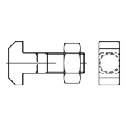 DIN 186 Form B Hammerkopfschraube M24x120 Stahl 4.6 blank m. Vierkant u. Mutter-3