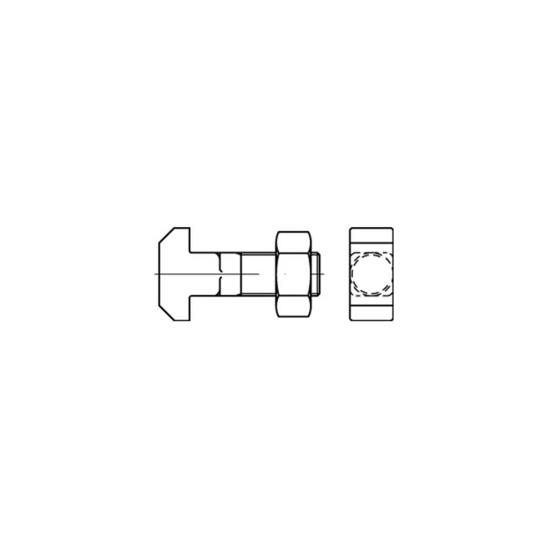 DIN 186 Form B Hammerkopfschraube M24x120 Stahl 4.6 blank m. Vierkant u. Mutter