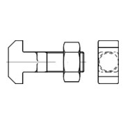 DIN 186 Hammerschraube mit Vierkant, mit Mutter, Mu 4.6 B M16x45 HP