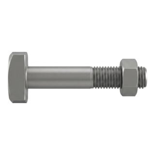 DIN 261 Hammerschraube mit Sechskantmutter, Stahl, blank