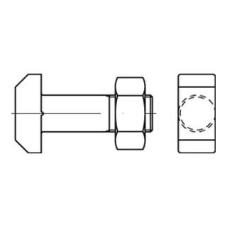 DIN 261 Hammerschraube mit Sechskantmutter, Stahl, blank