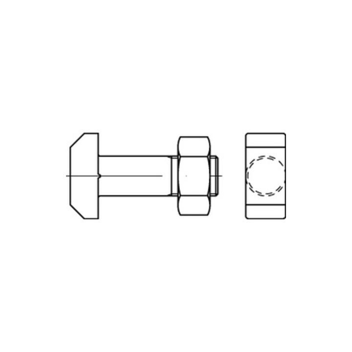 DIN 261 Hammerkopfschraube M20x90 Stahl 4.6 blank m. Mutter