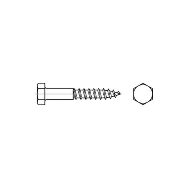 DIN 571 Sechskant-Holzschraube 12x60 Edelstahl A4 blank