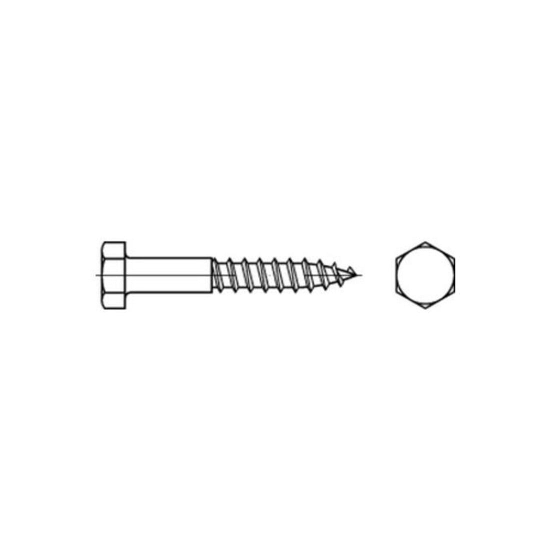 DIN 571 Sechskant-Holzschraube 12x80 Edelstahl A4 blank