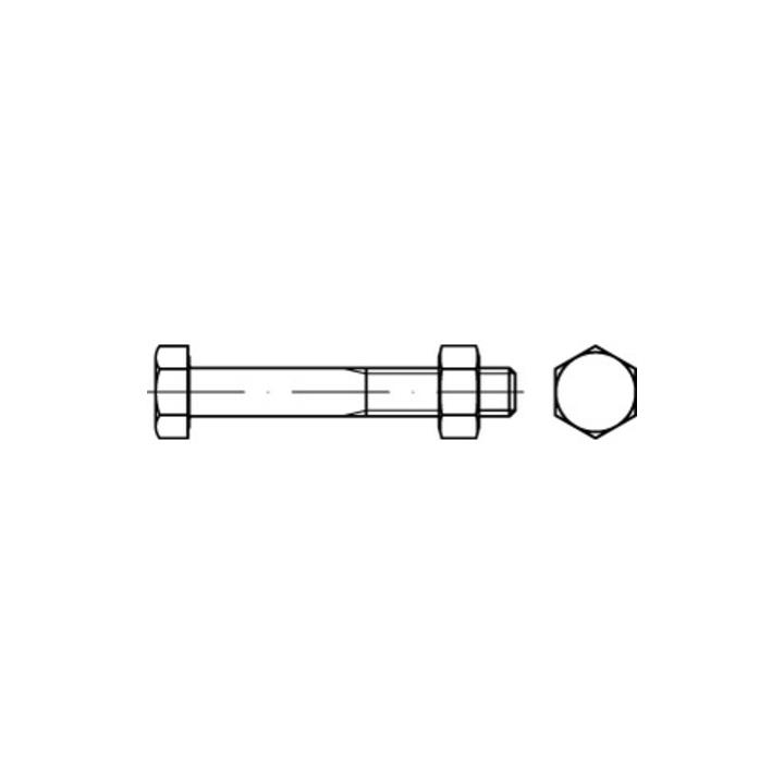 DIN 601/ISO 4016 Sechskant-Schaftschraube M20x45 Stahl 4.6 blank m. Mutter