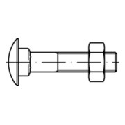 DIN 603\ISO 8677 Flachrundschraube Teilgewinde mit Vierkantansatz und Mutter Stahl 4.6 blank