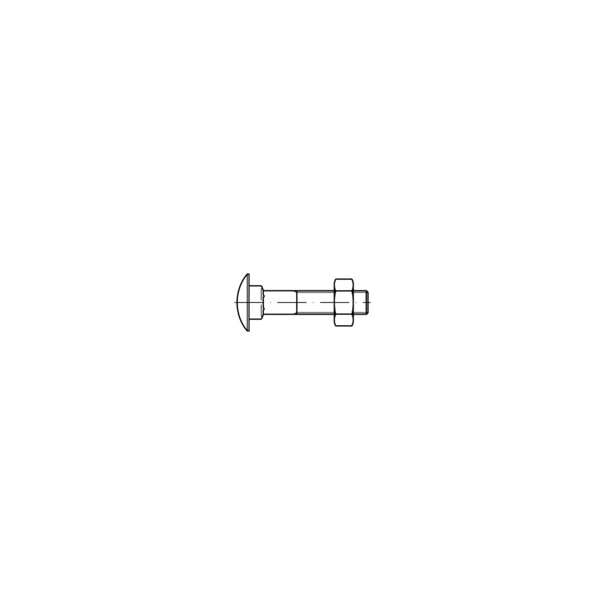 DIN 603 Flachrundschraube M16x65 Stahl 4.6 blank m. Vierkantansatz u. Mutter ; Industrial Quality Supplies