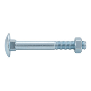 DIN 603\ISO 8677 Flachrundschraube Teilgewinde mit Vierkantansatz und Mutter Stahl 4.6 blank