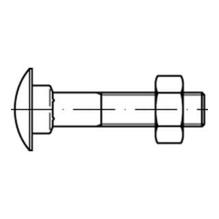 DIN 603\ISO 8677 Flachrundschraube Teilgewinde mit Vierkantansatz und Mutter Stahl 4.6 blank
