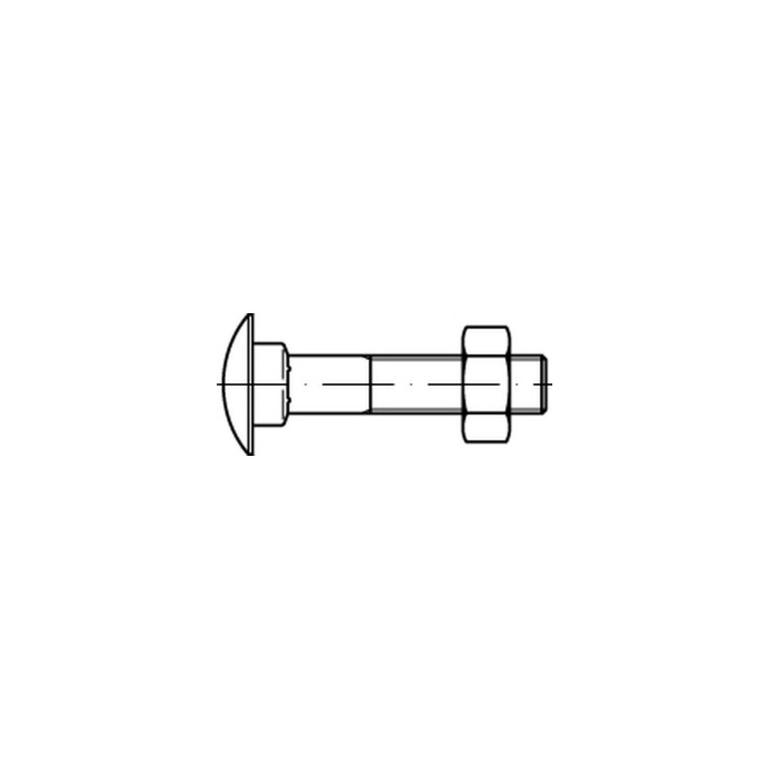 DIN 603\ISO 8677 Flachrundschraube Teilgewinde mit Vierkantansatz und Mutter Stahl 4.6 blank