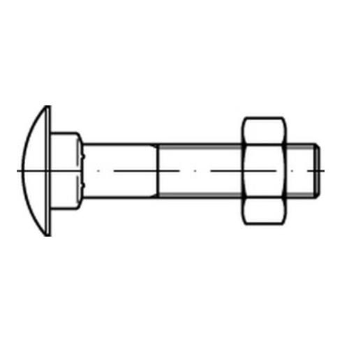 DIN 603\ISO 8677 Flachrundschraube Teilgewinde mit Vierkantansatz und Mutter Stahl 4.6 blank