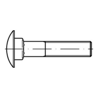DIN 603/ISO 8677 Flachrundschraube mit Vierkantansatz ohne Mutter, Vollgewinde, Messing, blank