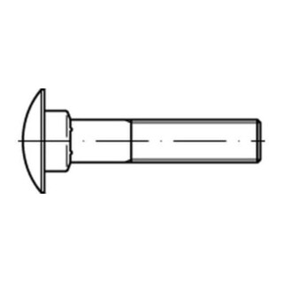 DIN 603/ISO 8677 Flachrundschraube mit Vierkantansatz ohne Mutter, Vollgewinde, Edelstahl, blank A2