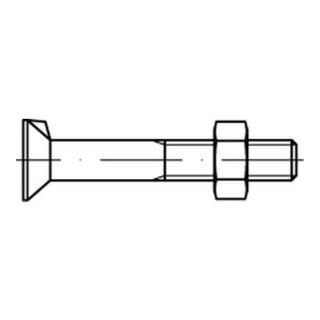 DIN 604 Senkkopfschraube M12x60 Stahl 4.6 blank m. Nase u. Mutter