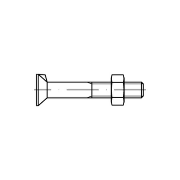DIN 604 Senkkopfschraube M6x35 Stahl 4.6 blank m. Nase u. Mutter