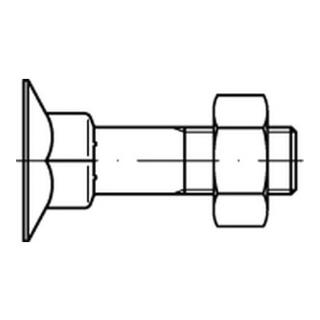 DIN 605 Senkkopfschraube mit hohem Vierkantansatz und Mutter 4.6 blank Stahl