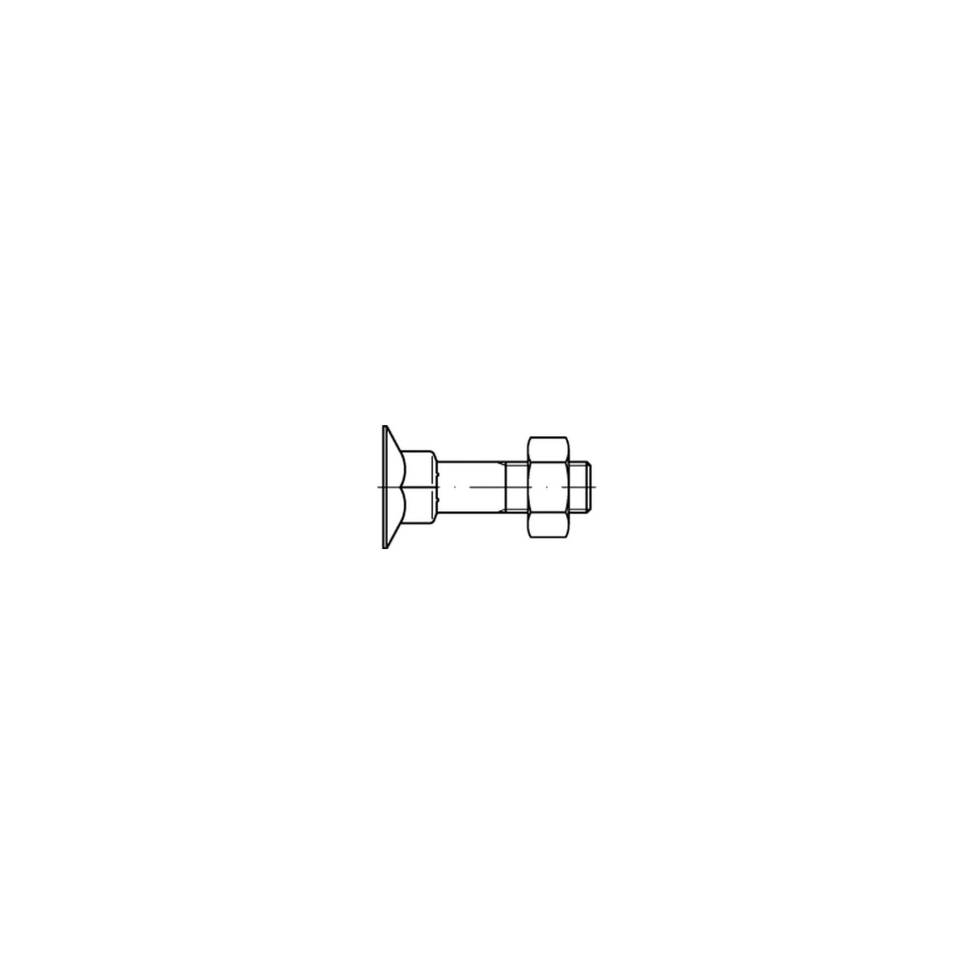 DIN 605 Senkkopfschraube M10x60 Stahl 4.6 blank m. Nase u. Mutter ; Industrial Quality Supplies