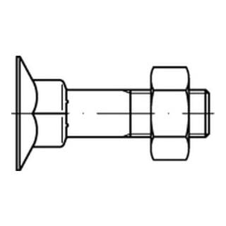 DIN 605 Senkkopfschraube mit hohem Vierkantansatz und Mutter 4.6 blank Stahl