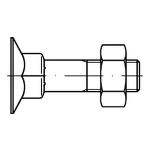 DIN 605 Senkkopfschraube mit hohem Vierkantansatz und Mutter 4.6 blank Stahl