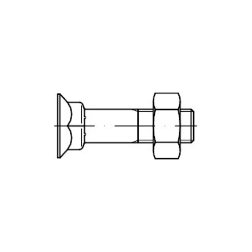 DIN 608 Senkschraube, niedriger Vierkanteinsatz, mit Mutter, Mu 8.8 M12x30 HP