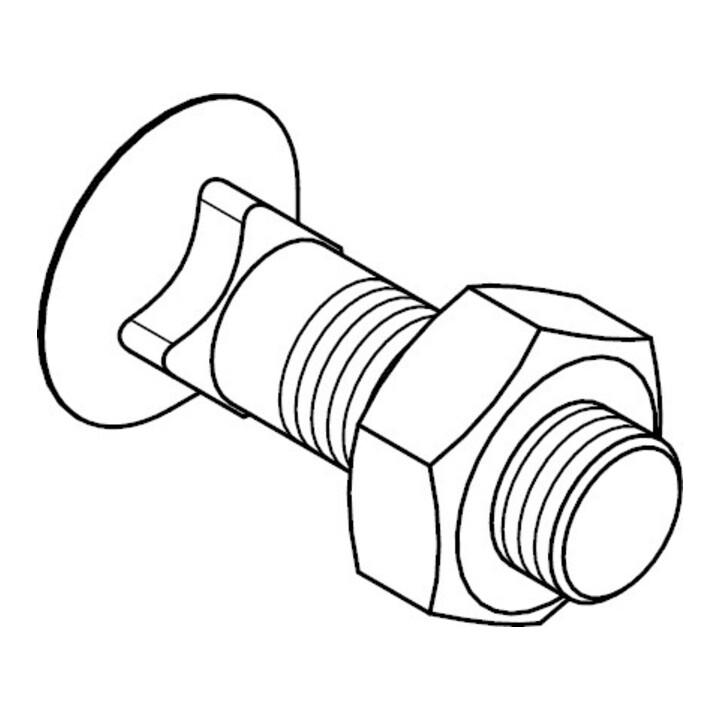 DIN 608 Senkschraube, niedriger Vierkanteinsatz, mit Mutter, Mu 8.8 M16x50 HP