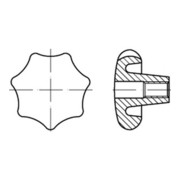DIN 6336-D Kreuzgriff Grauguss 50 mit Gewinde-Durchloch-3