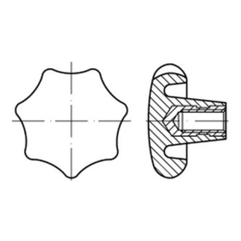 DIN 6336 Kunststoff Form K-St, schwarz, Sterngriffe mit Gewindebuchse