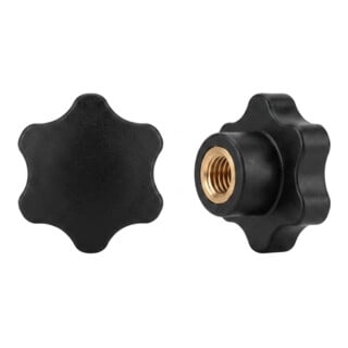 DIN 6336 Kunststoff Form K-Ms, schwarz, Sterngriffe mit Gewindebuchse