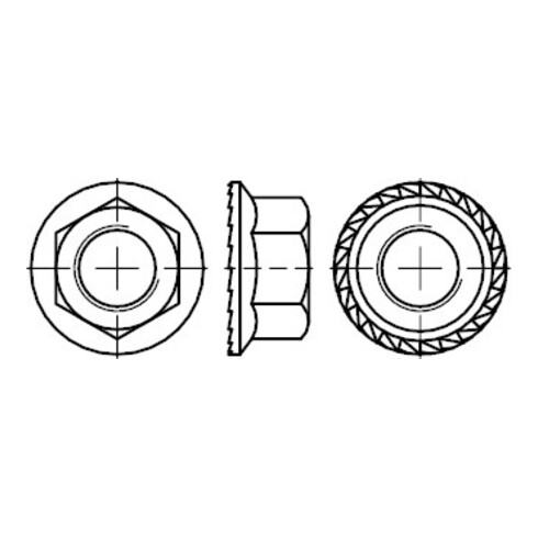 DIN 6923 Écrou hexagonal à bride, sans nervures sous la bride, 8 galZn M4 HP