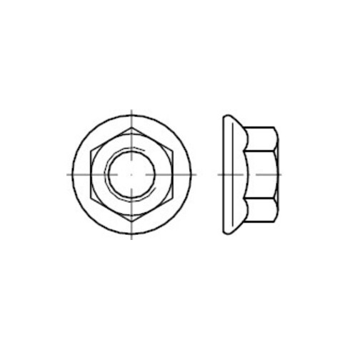 DIN 6923 Écrou hexagonal avec bride, sans nervures sous la bride, 8 galZn M10 HP