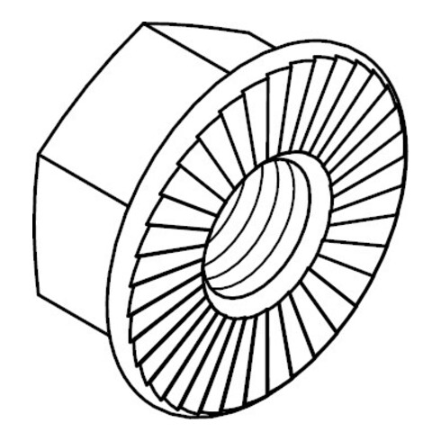 DIN 6923 Sechskantmutter mit Flansch, ohne Rippen unter dem Flansch, 8 galZn Sperrverzahnung M4 HP