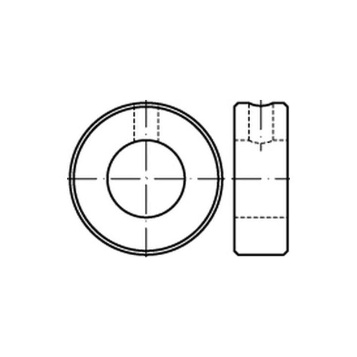 DIN 705 Stellring Form B mit Gewindestift mit Innensechskant, leichte Reihe, mit Bohrung für Kegelstift, Stahl, blank