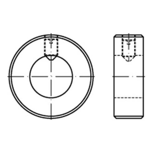 DIN 705 Form A Stellring mit Gewindestift und Schlitz, leichte Reihe, mit Bohrung für Kegelstift, Stahl