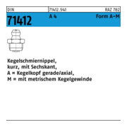 DIN 71412 Kegelschmiernippel, Edelstahl A4 A M6x1 HP