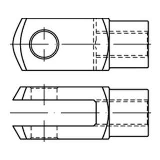 DIN 71752 Gabelgelenke 2 Stahl G 16 x 32 galvanisch verzinkt gal Zn S