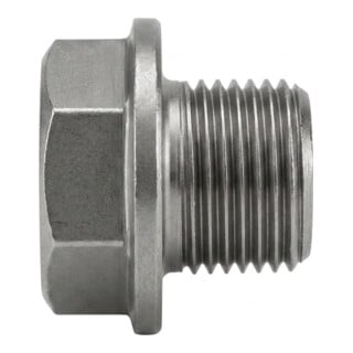 DIN 7604-A Sechskant-Verschlussschraube mit Flansch Feingewinde, Edelstahl A4-70, blank