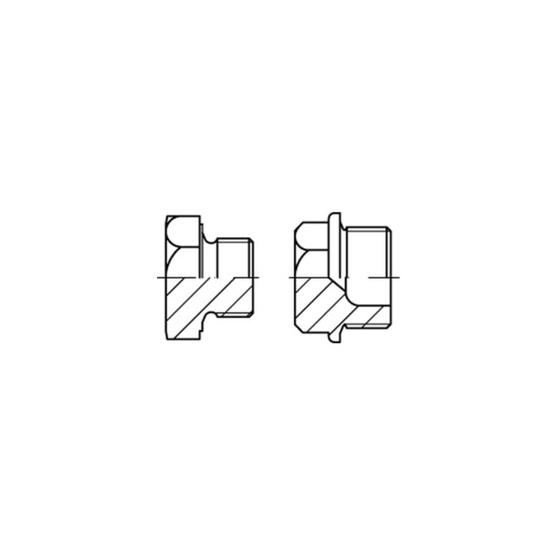 DIN 7604 Form A Sechskant-Verschlussschraube Feingewinde VG M18x1,5 Stahl 5.8 blank m. Bund